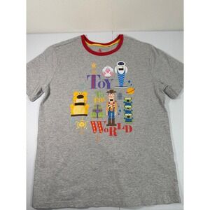 Disney Toy to the World Graphic Tee Men's Grey Short Sleeve Crew Neck Shirt Sz M